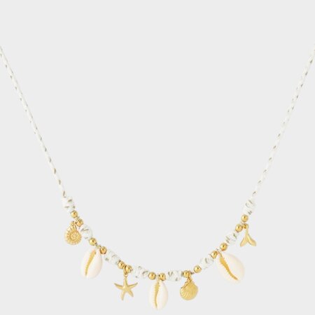 Ketting touw schelp wit