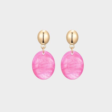 Oorbellen ovaal resin fuchsia