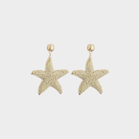 Oorbellen raffia zeester zand