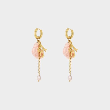 Oorbellen creool schelp roze