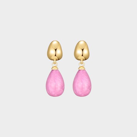 Oorbellen druppel resin fuchsia