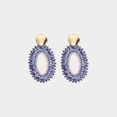 Oorbellen ovaal kraal blauw