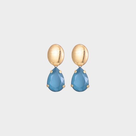 Oorbellen crystal druppel blauw