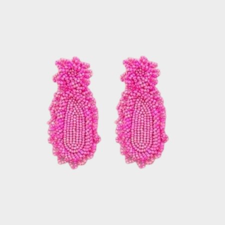 Oorbellen ovaal kraal fuchsia