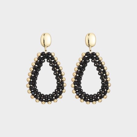 Oorbellen druppel glas zwart