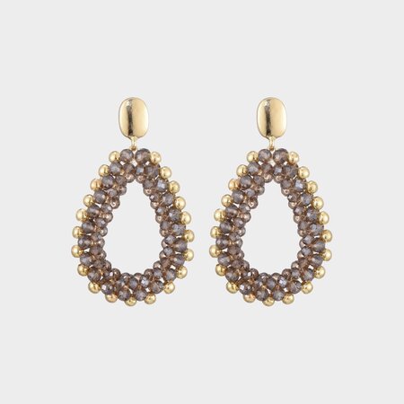 Oorbellen druppel glas grijs