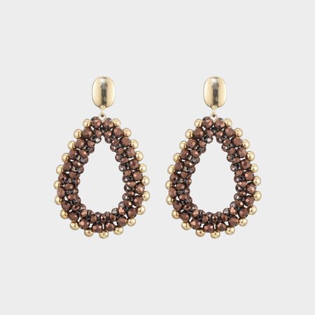 Oorbellen druppel glas bruin