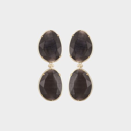 Oorbellen cat stone grijs