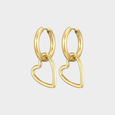 Oorbellen hart open goud