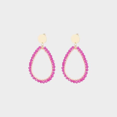 Oorbellen kraal fuchsia