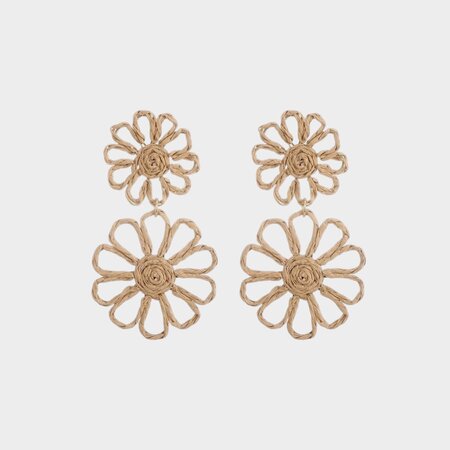 Oorbellen duo bloem zand