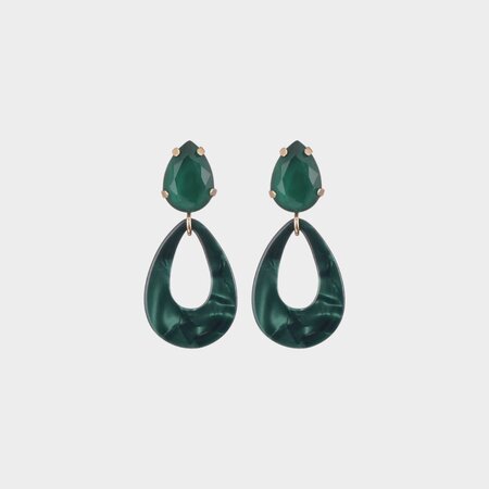 Oorbellen resin crystal groen