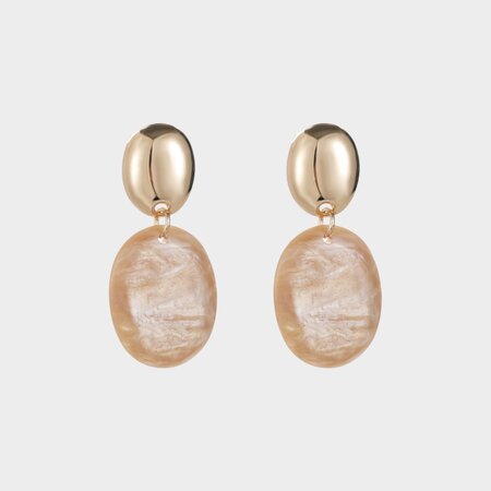 Oorbellen knop resin beige
