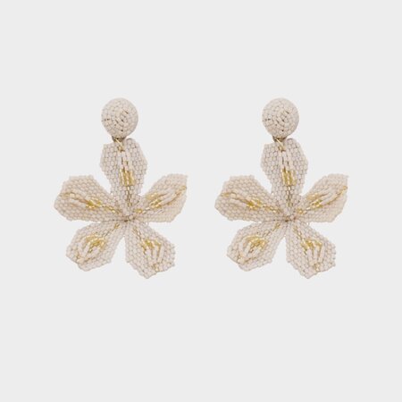 Oorbellen bloem kraal beige