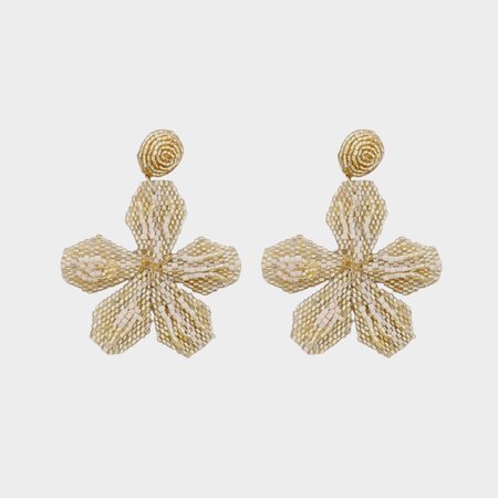 Oorbellen bloem kraal goud