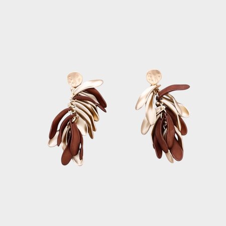 Oorbellen blad resin bruin
