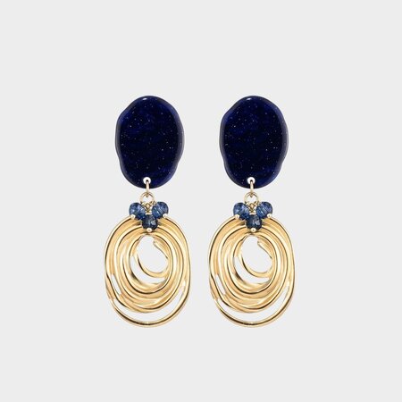 Oorbellen resin staal blauw