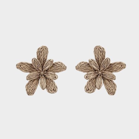 Oorbellen raffia bloem zand