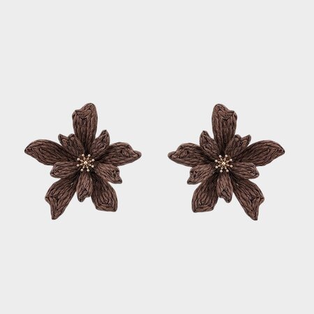 Oorbellen raffia bloem bruin