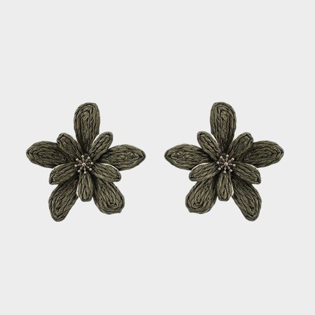 Oorbellen raffia bloem groen