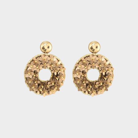 Oorbellen paillet bloem bruin