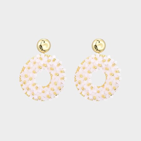 Oorbellen paillet bloem wit