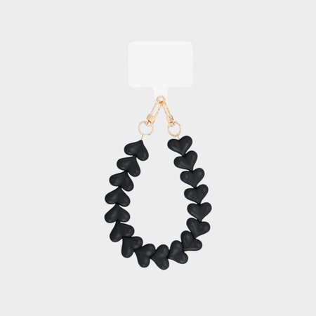 Telefoonkoord hartjes zwart