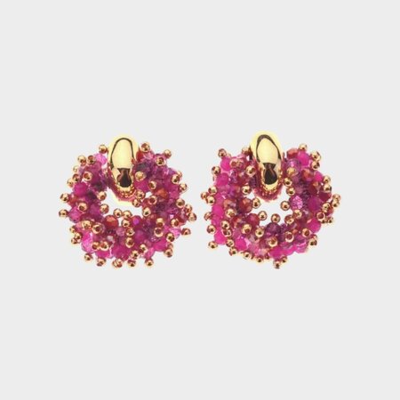 Oorbellen candy rond fuchsia