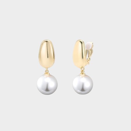 Oorbellen clip goud parel