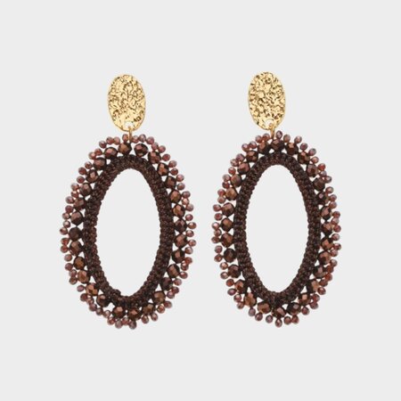 Oorbellen ovaal draad bruin