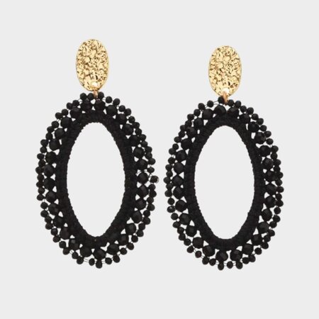 Oorbellen ovaal draad zwart