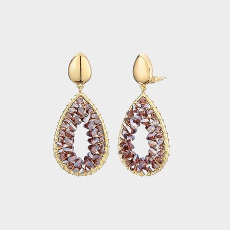 Oorbellen clip glas taupe