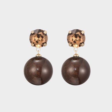 Oorbellen bol crystal bruin