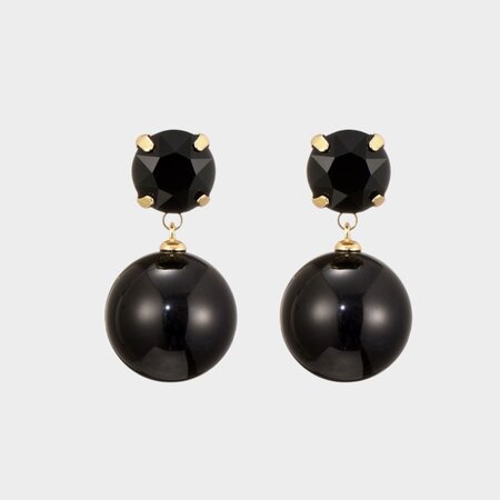 Oorbellen bol crystal zwart