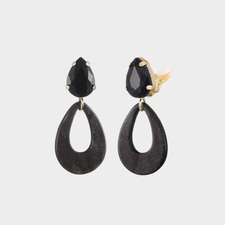 Oorbellen clip druppel zwart