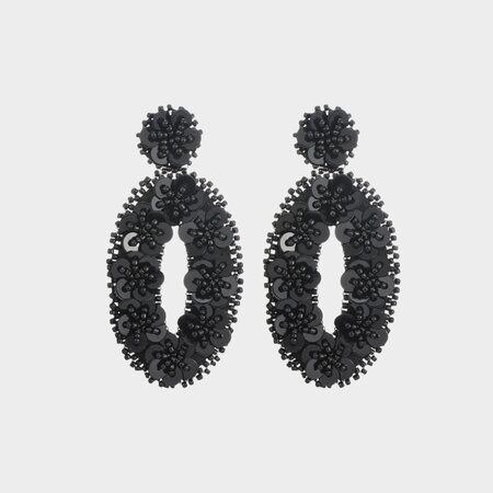 Oorbellen ovaal paillet zwart