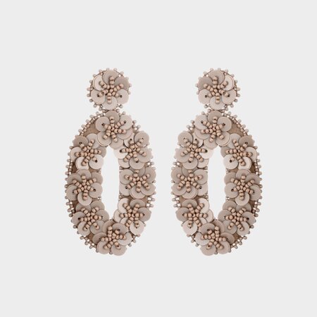 Oorbellen ovaal paillet taupe