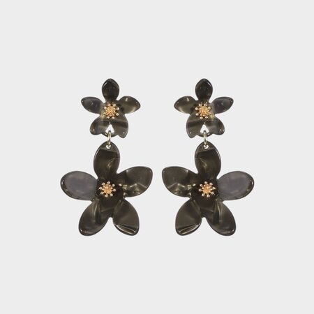 Oorbellen resin bloemen bruin