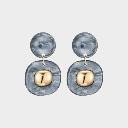 Oorbellen goud resin grijs 