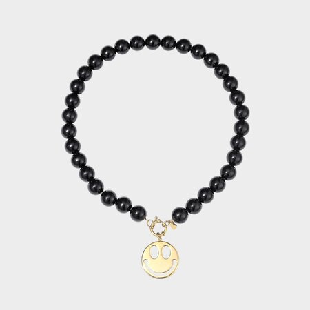 Ketting smiley bol zwart
