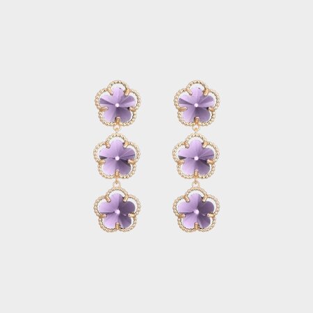 Oorbellen trio bloem paars