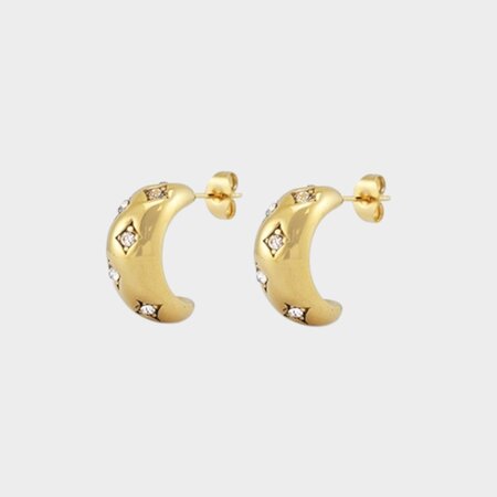 Oorbellen goud staal crystal