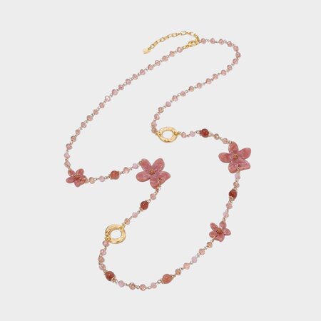 Ketting resin bloem oudroze