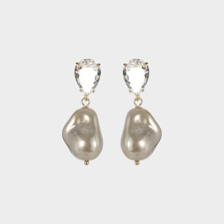 Oorbellen crystal drop beige