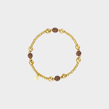 Armband bol crystal bruin M