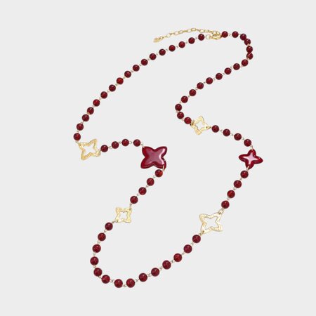 Ketting kraal bloem rood