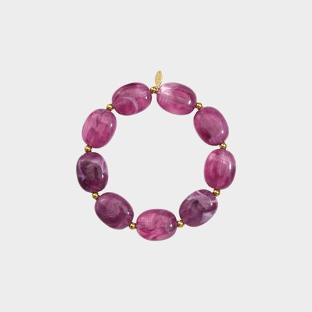 Armband resin staal magenta