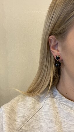 Oorbellen bol crystal zwart