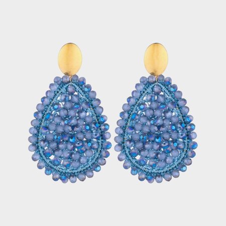 Oorbellen draad crystal blauw