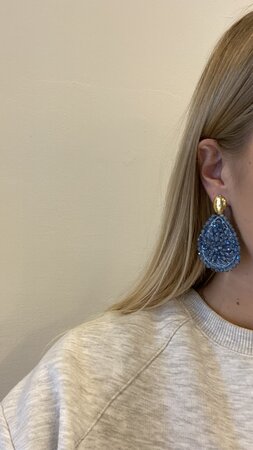 Oorbellen draad crystal blauw
